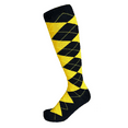 thumbnail image 1 of Men's Knee High Argyle/Plaid/Scottish Tartan Golf Sports Wedding Groomsman Party Events Christmas Father's Day Giftable Teamwork Casual Dress Socks In Black with Gold Yellow Color, 1 of 4