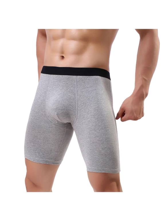 Men's Knee Length Boxer Briefs Soft -Stretch Base Layer Breathable Underwear Workout Athletic Running Shorts