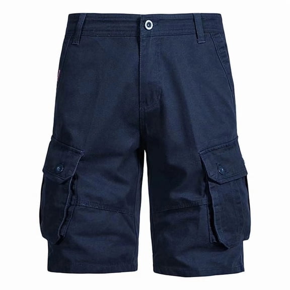 Men's Knee-Length Cargo, Multiple Pockets, Adjustable Waist Shorts