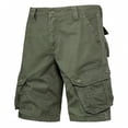 thumbnail image 1 of Men’s Knee-Length Cargo Shorts, Durable Utility Cargo Shorts for Men, Multi-Pocket Design with Adjustable Waist, Relaxed Fit Outdoor Casual Shorts (Army Green - XL), 1 of 7