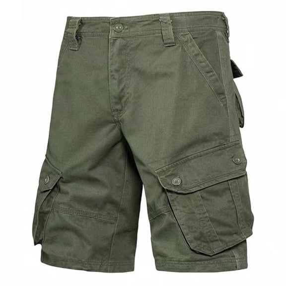 Men's Knee-Length Cargo, Multiple Pockets, Adjustable Waist Shorts