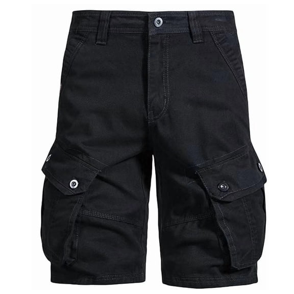 Men's Knee-Length Cargo, Multiple Pockets, Adjustable Waist Shorts
