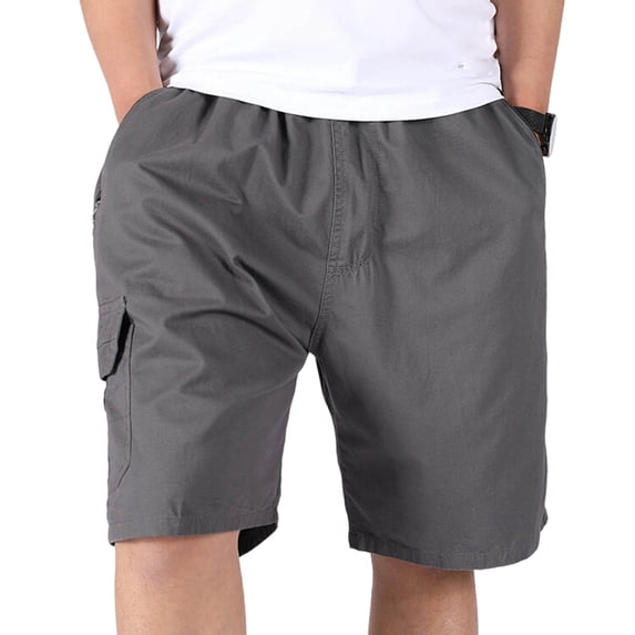 Men's Knee Length Casual Short Pants 10" Inseam Loose Fit Summer Breathable Workout Shorts with Zipper Pockets for Everyday Sports