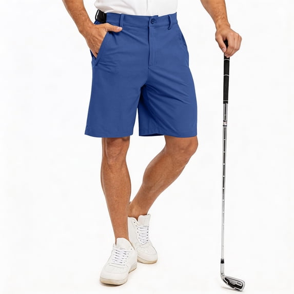 Men's Knee Length Golf Shorts with Pockets Quick Dry Lightweight Casual Hiking Work Travel Shorts Dark Blue M