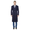 thumbnail image 1 of Men's Knee Length Wool Blend Three Button Long Jacket Overcoat Top Coat, 1 of 4