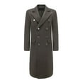 thumbnail image 1 of Men's Knee Length Wool Blend Three Button Long Jacket Overcoat Top Coat, 1 of 3