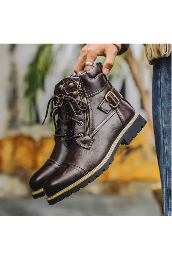 Men's Knight Boots Motorcycle Boots Fashion Double Zipper Machine Boots