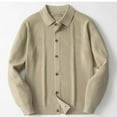 thumbnail image 1 of Men's Knit Cardigan Polo Sweater Mock Neck Button Down Open Front Ribbed Slim Fit Casual Long Sleeve Knitted Shirt Hybrid Office-to-Street Top, 1 of 4