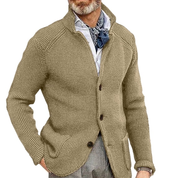 Men's Knit Cardigan Sweater Button Front Long Sleeve Regular Fit Casual Jacket