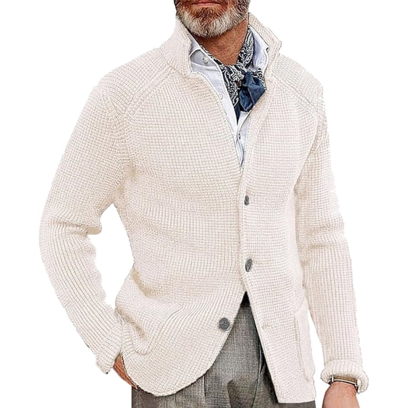 Men's Knit Cardigan Sweater Button Front Long Sleeve Regular Fit Casual Jacket