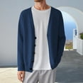 thumbnail image 1 of Men's Knit Cardigan Sweater Button Up Casual Loose Outfit for Fall & Spring(Navy L), 1 of 6