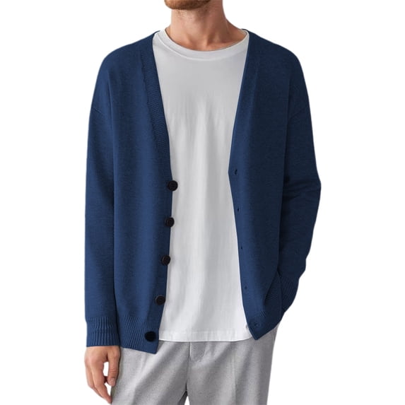 Men's Knit Cardigan Sweater Casual Loose Fit Korean Style Button Up Outerwear For Spring Fall Winter Season Workwear Men's Trench Coat Plus Size Winter Cardigan for Men