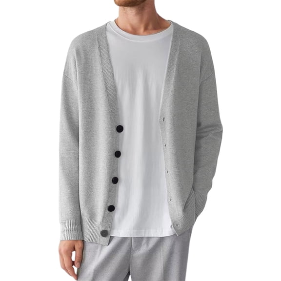 Men's Knit Cardigan Sweater Casual Loose Fit Korean Style Button Up Outerwear For Spring Fall Winter Season Workwear Men's Trench Coat Plus Size Winter Cardigan for Men