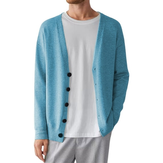 Men's Knit Cardigan Sweater Casual Loose Fit Korean Style Versatile Button Up Outerwear For Spring Fall Winter Season Workwear Men's Trench Coat Plus Size Winter Cardigan for Men