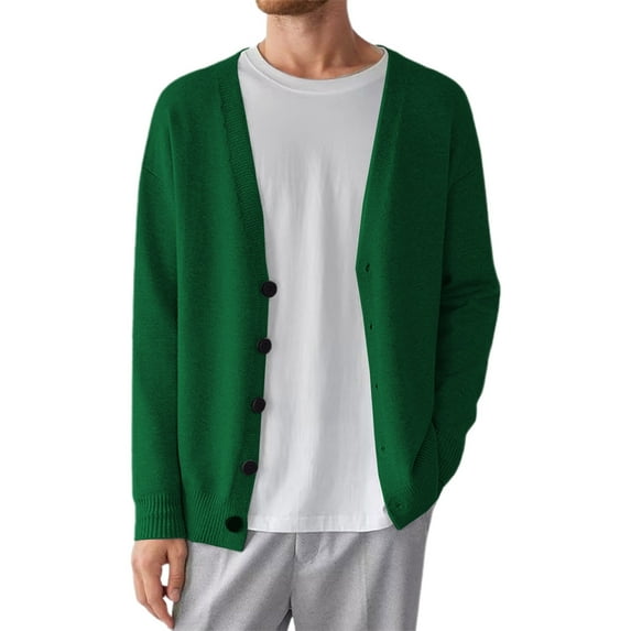 Men's Knit Cardigan Sweater Casual Loose Fit Korean Style Versatile Button Up Outerwear For Spring Fall Winter Season Workwear Men's Trench Coat Plus Size Winter Cardigan for Men