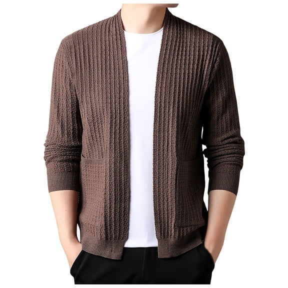 Men's Knit Cardigan Sweater Coat Button Down Jacket with Pocket Design for Autumn Winter Comfort