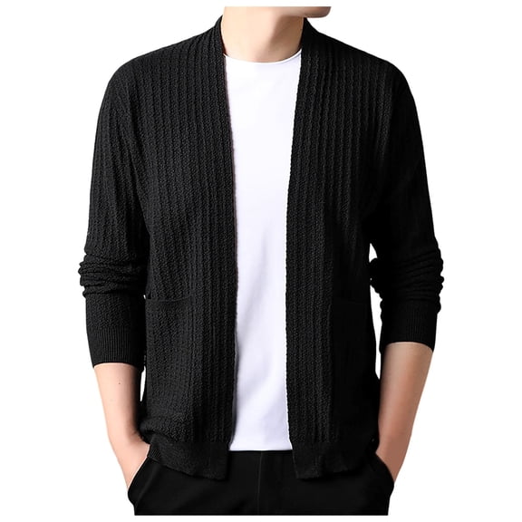 Men's Knit Cardigan Sweater Coat Button Down Jacket with Pocket Design for Autumn Winter Comfort