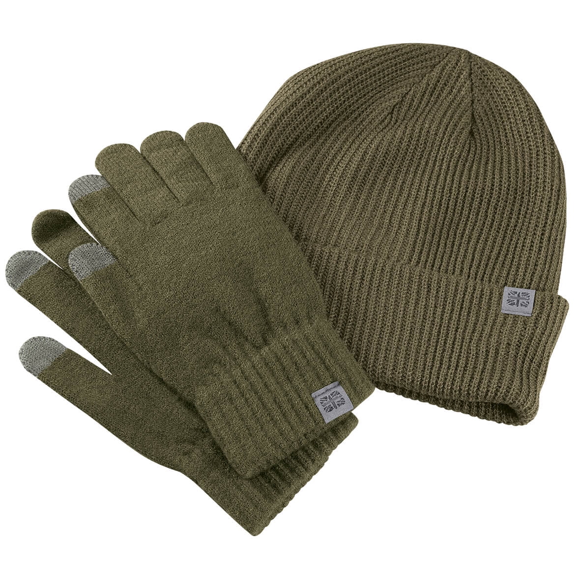 Men's Knit Cuffed Beanie and Glove Set, Polyester One Size Fits Most