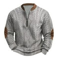 thumbnail image 1 of Men's Knit Half-Zip Mock Neck Top with Cable Knit Pattern & Faux Leather Accents Long Sleeve Casual Shirt, 1 of 3
