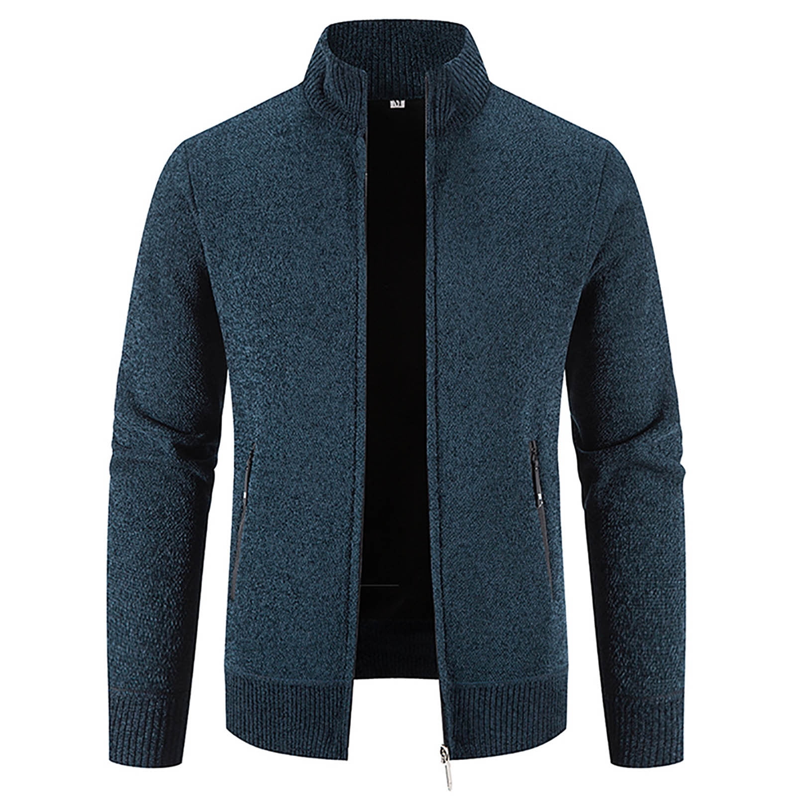 Men's Knit Jacket Stand Collar Zip Cardigan Outer Slim Fit Warm Light Long  Sleeve Top