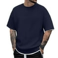 thumbnail image 1 of Men's Knit Layered T-Shirt Summer Casual Crew Neck Short Sleeve Tee with Stretch Fabric for Daily Wear Men's Loose Fit Shirt Summer Oversized Button Tee, 1 of 4