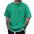 thumbnail image 1 of Men's Knit Layered T-Shirt Summer Casual Crew Neck Short Sleeve Tee with Stretch Fabric for Daily Wear Men's Loose Fit Shirt Summer Oversized Button Tee, 1 of 4