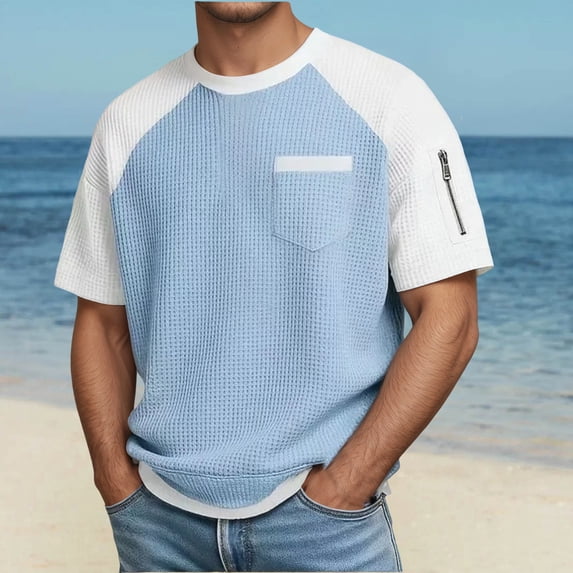 Men's Knit Long Sleeve T-Shirt Breathable Soft Comfort Casual Tee For Everyday Wear And Layering Workout Short Sleeve Tee Shirts for Men Beach Tops Casual Shirt