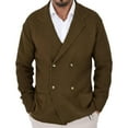 thumbnail image 1 of Men's Knit Open Cardigan Coat Notched Lapel Double Button V Neck Sweater, 1 of 5