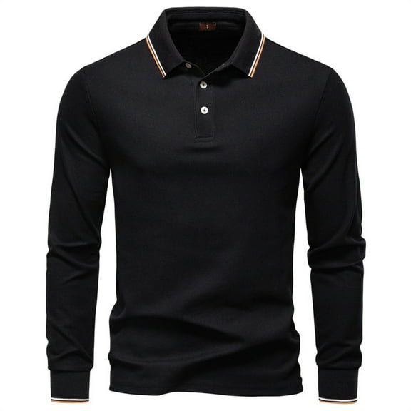 Men's Knit Polo Sweater Long Sleeve Lapel Sweaters Hidden Button Casual Pullover Sweater Top