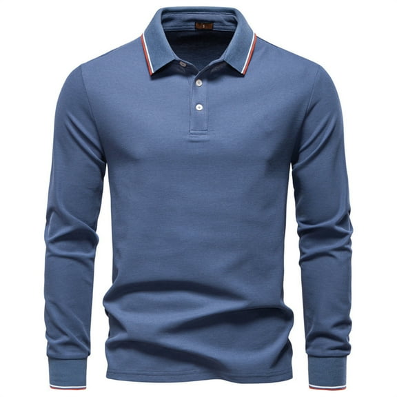 Men's Knit Polo Sweater Long Sleeve Lapel Sweaters Hidden Button Casual Pullover Sweater Top