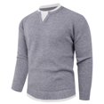 thumbnail image 1 of Men's Knit Pullover Sweater Notch Neck Long Sleeve Casual Ribbed Top, 1 of 8
