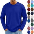 thumbnail image 1 of Men's Knit Round Neck Long Sleeve T-Shirt, Fashion Casual Pullover for Daily and Weekend Wear, Soft Stretchy Fabric Yellow XL, 1 of 9