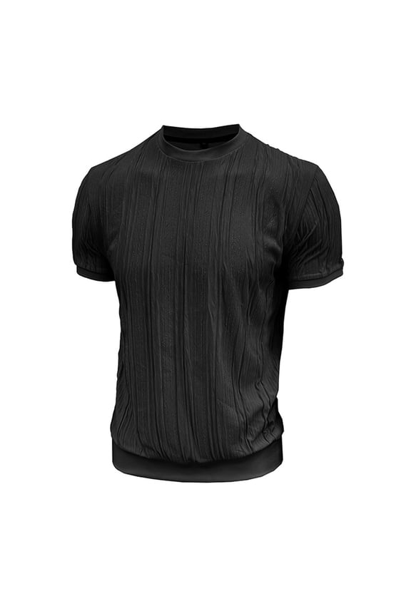 Men's Knit Shirt Short Sleeve Crew Neck Casual Summer Regular Fit Hollow Out Solid Color Knitted Shirts