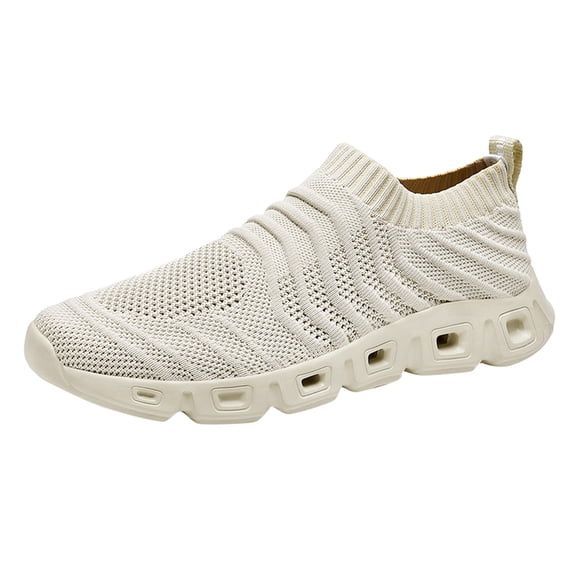 Men's Knit Shoes Sš
ip On Laceless Sneakers Breathable Lightweight Athletšc Shoes Comfortable Outdoor Sports Shoes Soft Cushion Sole Casual Lšafers Shoes for Summer and Autumn