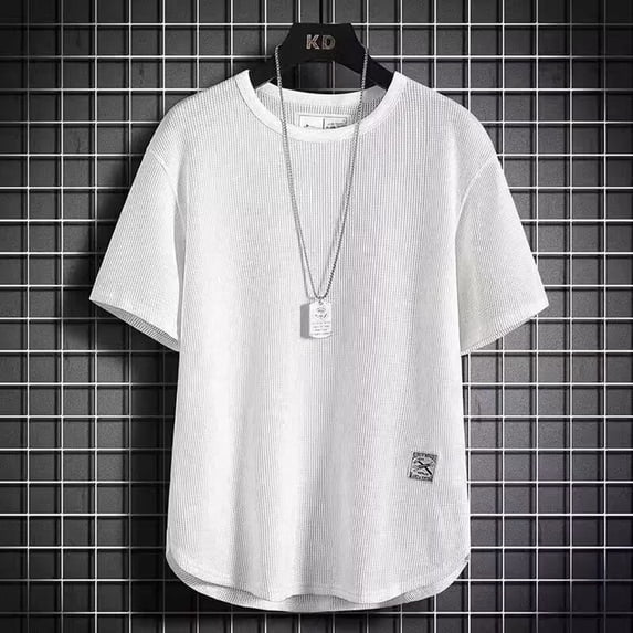 Men's Knit Short Sleeve T Shirt Summer Casual Loose Fit Breathable Workout Tee With Comfortable Shorts Set For Sports And Daily Wear, XXXXXL, White