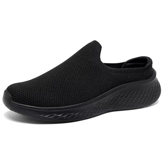 Men's Knit Slip-On Mules Round Closed Toe Backless Casual Shoes Walking Shoes