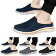 thumbnail image 1 of Men's Knit Slip on Summer Breathable Walking Shoes Backless Tennis Sneakers Casual Slides Mules Flat Shoes for Everyday Travel Black Size 11, 1 of 1