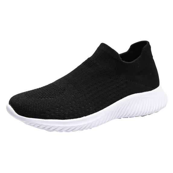 Men's Knit Sock Shoes S𝗅ip on Casual Sneakers Comfortable Soft Sole Sport Shoes Breathable Gym Workout Shoes Laceless Walking Tennis Shoes for Summer and Autumn