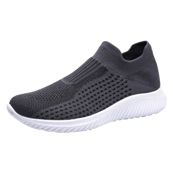 Men's Knit Sock Shoes S𝗅ip on Casual Sneakers Comfortable Soft Sole Sport Shoes Breathable Gym Workout Shoes Laceless Walking Tennis Shoes for Summer and Autumn