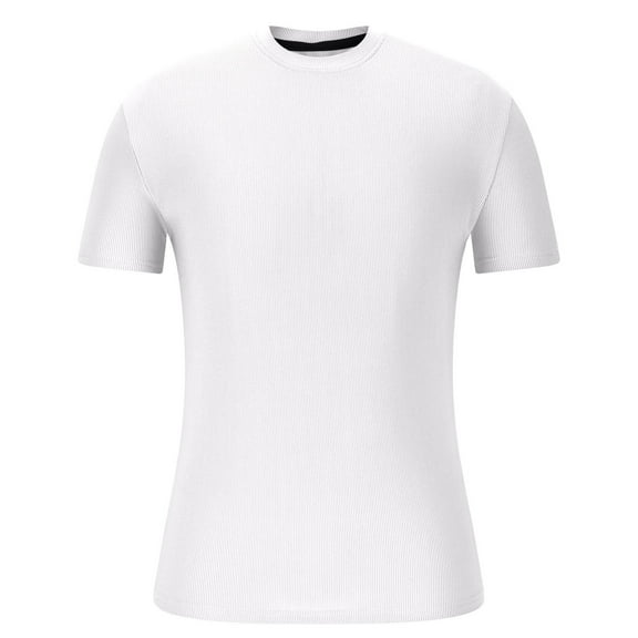 Men's Knit T-Shirts Short Sleeve Casual Ribbed Shirts Lightweight Crewneck Tees Stretchy Undershirts