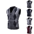 thumbnail image 1 of Men's Knit V-Neck Cardigan Waistcoat Coat Casual Warm Layered Vest Top for Fall Winter Travel Loungewear Modern Fashion Essential | AESTIVO,Black L, 1 of 8