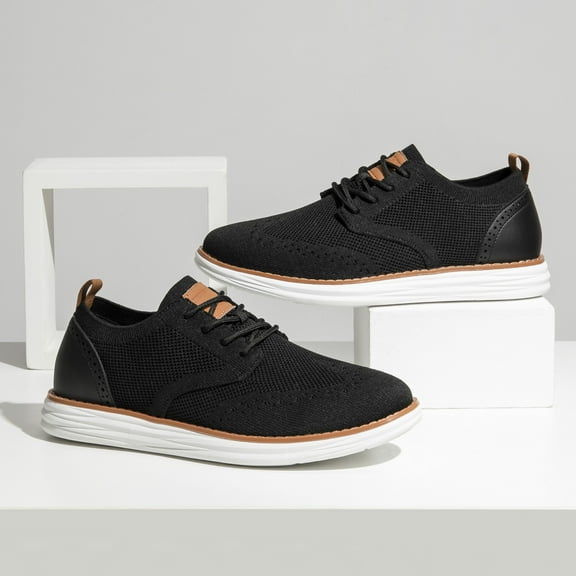 Men's KnitFlex Craft Mesh Oxfords Sneakers Casual Dress Lace-Up Lightweight Walking Shoes