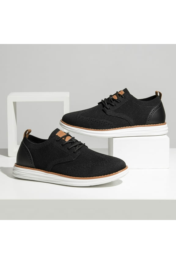 Men's KnitFlex Craft Mesh Oxfords Sneakers Casual Dress Lace-Up Lightweight Walking Shoes