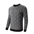 thumbnail image 1 of Men's Knitted Argyle Pullover Crewneck Sweater Vintage Thermal, 1 of 5