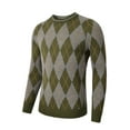 thumbnail image 1 of Men's Knitted Argyle Pullover Crewneck Sweater Vintage Thermal, 1 of 5