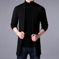 thumbnail image 1 of Men's Knitted Cardigan Chenille Lapel Buttonless Solid Color Simple Business Casual Mens Cardigan Black 4XL, 1 of 6