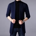 thumbnail image 1 of Men's Knitted Cardigan Chenille Lapel Buttonless Solid Color Simple Business Casual Mens Cardigan Dark Blue XL, 1 of 5