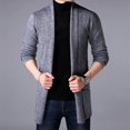 thumbnail image 1 of Men's Knitted Cardigan Chenille Lapel Buttonless Solid Color Simple Business Casual Mens Cardigan Gray L, 1 of 4
