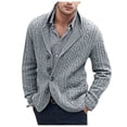 thumbnail image 1 of Men's Knitted Cardigan Sweater Coat Lapel Pocket Stylish Business Casual Warm Comfortable Soft Lightweight Fashion Outerwear, 1 of 2