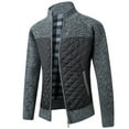 thumbnail image 1 of Men's Knitted Cardigan Sweater Thick Slim Fit Full Zip Sweaters Coat Cotton Padded Polar Fleece Lined Windproof Jacket, 1 of 4